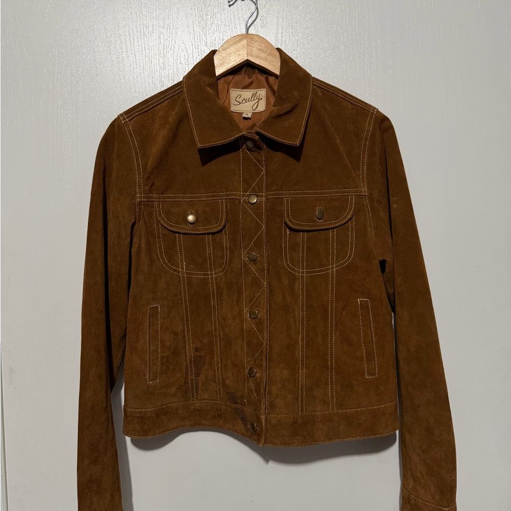 Scully Brown Suede Button-Front Jacket